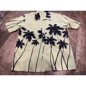 Tailor Pal Love Shirt Men's XL Button Down Tropical Palm Trees Shot Sleeve Green